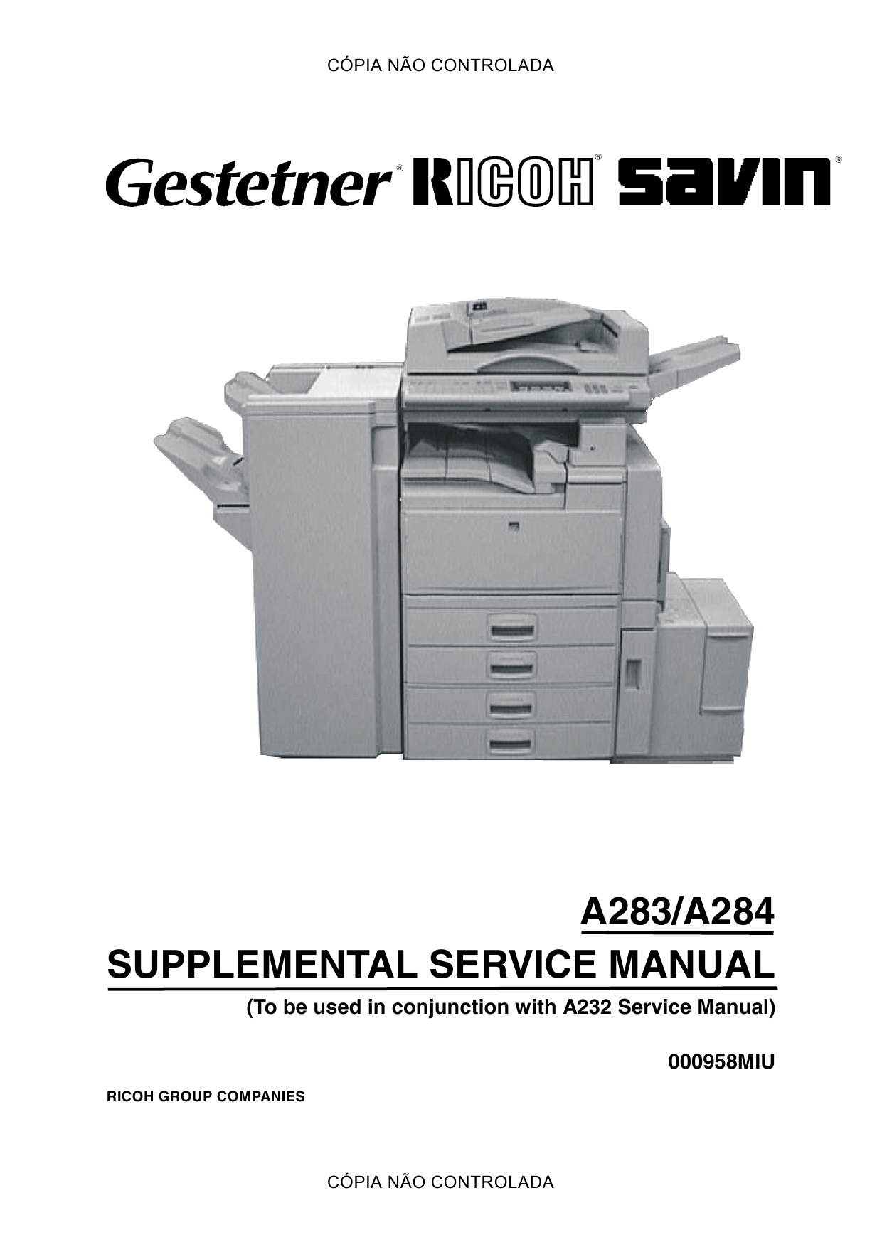 RICOH Aficio 350e 450e A283 A284 Service Manual-1